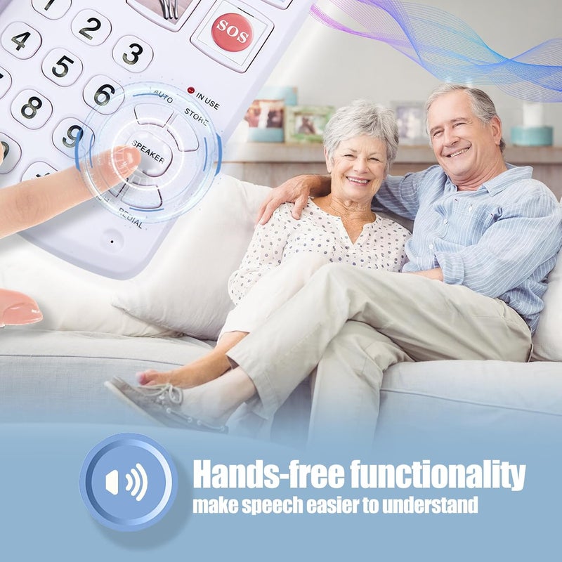 Excelltel Big Button Phone for Seniors, Corded Landline Telephone with Handsfree Function and 9 Groups of Memory, One-Touch Dialling,Suitable People with Vision Disorders/Hearing Damage (EX-LD-858HF) - Image 5